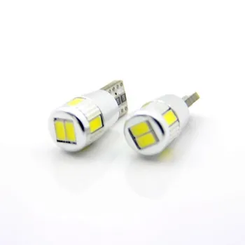 10vnt T10 5630 6 LED SMD Automobilių Lemputės Klaidų Canbus Objektyvas W5W Šviesos Lempa Balta