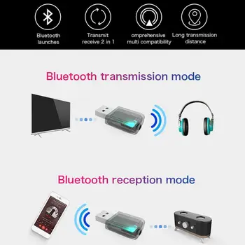 USB Bluetooth 5.0 Siųstuvas, Imtuvo 3 1. Mini 3,5 mm Jack USB Stereo Muzikos Belaidžio ryšio Adapteris, Skirtas TELEVIZIJOS Automobilio KOMPIUTERIO Ausines