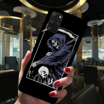 Grim Reaper Kaukolės Skeletas Hibridas Meno Juodas Silikoninis Telefono dėklas Dangtelis, Skirtas 