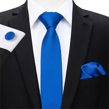 Hi-Tie Garsaus Prekės ženklo 5,5 cm Slim Necktie Kolegijos Studentų Mėlyna Kieta Modelis Laisvalaikio Stiliaus Siauras Necktie Nustatyti Kostiumas Vestuves