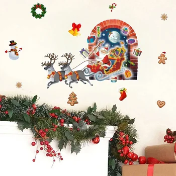 Kalėdų 3D Lipnios Sienos Lipdukai Santa Claus Briedžių Sienų Lipdukai Suknelė Kambarį Vaikams\ \ 's Kambarys