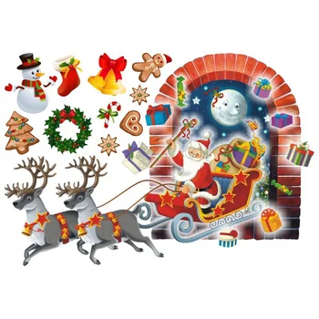 Kalėdų 3D Lipnios Sienos Lipdukai Santa Claus Briedžių Sienų Lipdukai Suknelė Kambarį Vaikams\ \ 's Kambarys