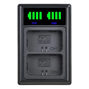 LED USB Dual Baterijų Kroviklis su C Tipo Prievadas, skirtas Fujifilm NP-W235 NPW235 Baterija ir Fuji X-T4 Veidrodžio Skaitmeninis Fotoaparatas