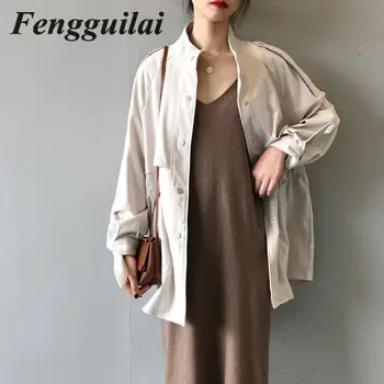 Fengguilai 2020 metų Moteris Versija Mados Ins Apykaklės Temperamentas Plonas Pavasario Laisvalaikio ilgalaikio tmore Windbreake