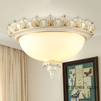 Europos retro balta dervos lubų lempa gyvenamojo kambario, prieškambario, miegamojo Amerikos klasikinės LED lubų šviestuvas nemokamas pristatymas
