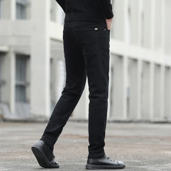 2020 m. rudenį nauji vyriški džinsai aukštos kokybės patogus medvilnės ruožas black jeans jaunimo mados tiesiai slim džinsai markės kelnės