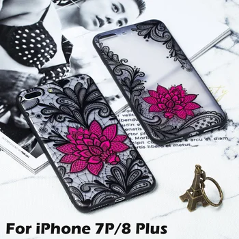 JONSNOW Telefono dėklas skirtas iPhone 6 6S 7 8 Plius 5S SE Atvejais Įspausti Gėlių, Rožių Nėriniai PC Galinį Dangtelį 
