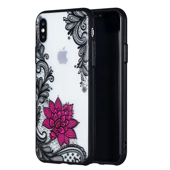 JONSNOW Telefono dėklas skirtas iPhone 6 6S 7 8 Plius 5S SE Atvejais Įspausti Gėlių, Rožių Nėriniai PC Galinį Dangtelį 