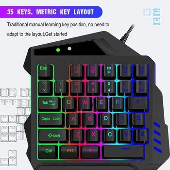 V500 35 Mygtukai RGB Kairėje Žaidimų Klaviatūra Analoginis Valdiklis Rašymas Viena Ranka