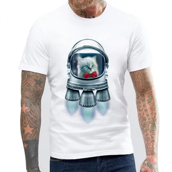 Mados Naujausias Vyrų Astronautas Atspausdinta Marškinėliai Naujovė Viršūnes Pagal Užsakymą Atspausdintas Trumpas Sve Tees