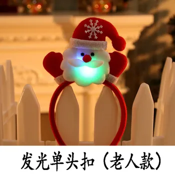 Mielas Kalėdų Senio Elnių, Sniego LED Šviesos Lankelis Plaukų Juosta Žaibas du kartus Galva Kalėdos Apdailos Raudona Naujų Metų