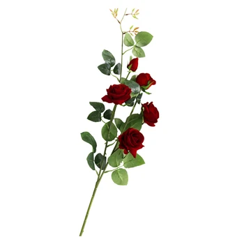 5vnt 5 galvos flanelė rose dirbtinių gėlių namų puošybai netikrą gėlių puokštė vestuvių kelias veda modeliavimas rožių gėlių filialas