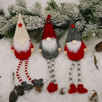 3 Pack Kalėdų Beveidis Ilgos Kojos Gnome Santa Kalėdų Medžio Kabo Lašo Ornamentu Lėlės, Papuošalai, Namų Pakabukas Dovanos