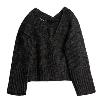 Ilgomis rankovėmis megzti megztinis moteriška rudens ir žiemos naujas temperamentas korėjos versija vientisos spalvos plonas 2019 vidutinės trukmės ir ilguoju