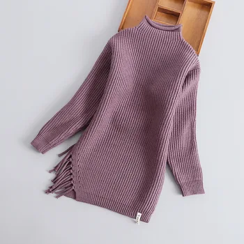 2018 naujas mados mergaičių megztiniai ilgai stiliaus vaikas megztiniai 4-10 metų vaikų megztinis C2010