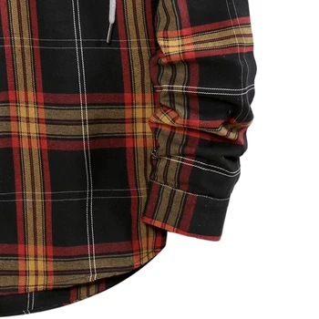 Vyriški Pledas Hoodie Marškinėliai Striukė 2021 Naujas ilgomis Rankovėmis Patikrinti Marškinėliai Vyrams Jaunimo Laisvalaikio Mygtuką Kolegijos Darbo Marškinius Vyras Chemise