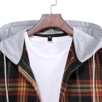 Vyriški Pledas Hoodie Marškinėliai Striukė 2021 Naujas ilgomis Rankovėmis Patikrinti Marškinėliai Vyrams Jaunimo Laisvalaikio Mygtuką Kolegijos Darbo Marškinius Vyras Chemise