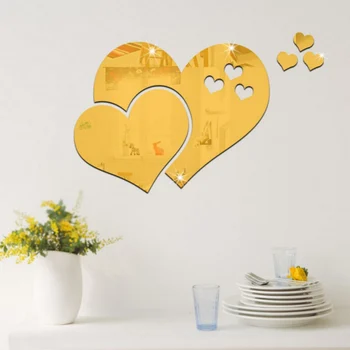 3D Akrilo Veidrodinė Siena Lipdukas Meilė Širdies, Virtuvė, Vonios kambarys Plytelės Dekoro Lipdukai Lipdukas 