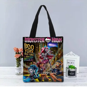 Custom Monster High Nešti Maišą Drobės Audinio Rankinės Dviejų Pusių Spausdinti Pirkinių Maišeliai Kelionės Atsitiktinis Naudinga Pečių Maišą 1208