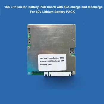 16S Li jonų baterija baterija su BMS 50A pastovi iškrovimo srovė 67.2 V arba 60V PCB Ličio jonų Baterija