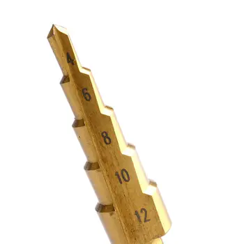 OOTDTY 5 Žingsnis Gręžimo karūnos Aukso Tonas Trikampis Karka Titanu Padengti Tiesiai Fleita 4-12mm