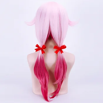 Anime Guilty Crown GC Yuzuriha Inori Cosplay Perukas moterų 60cm ilgio rožinė raudona Palaipsniui Perukai Šilumos Varža Pluošto, Sintetinių Plaukų Netikras