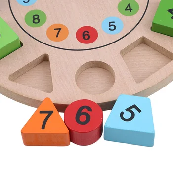 Kūdikių Kūrybos Medinis Žaislas Skaitmeninis Geometrijos Laikrodis Medinių Blokų Žaislai 