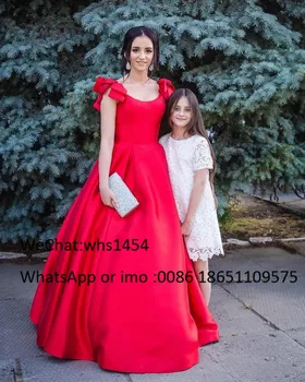 Mbcullyd Elegantiškas Samtelis Kaklo Prom Dresses Ilgai 2020-line Raudona Satino Vakaro Suknelė Moterims vestidos de fiesta de noche