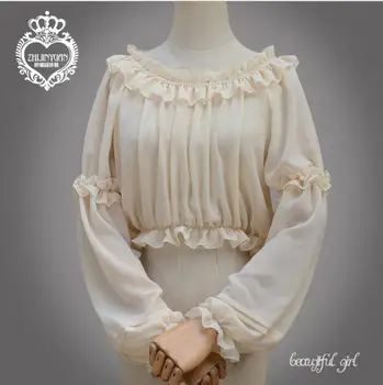 2019 ilgomis rankovėmis šifono dugno marškinėliai Lolita mados atsitiktinis temperamentas sweet shirt Pavasarį ir vasarą, naujas stilius