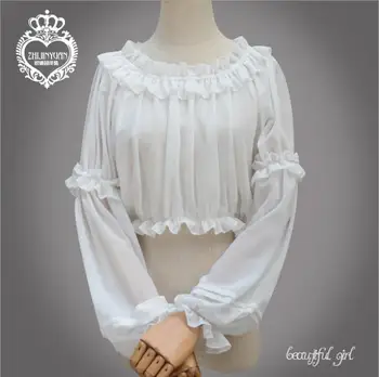 2019 ilgomis rankovėmis šifono dugno marškinėliai Lolita mados atsitiktinis temperamentas sweet shirt Pavasarį ir vasarą, naujas stilius