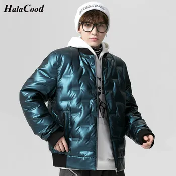 HALACOOD Prekės Blizgus Žemyn Striukė Vyrams Streetwear Prekės Žieminiai Pūkų Paltai Mens Šiltas Puffer Jacket High Street Vyrų Viršutiniai drabužiai Kailis