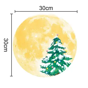 30cm 3D Nuimamas Liuminescencinės Siena Lipdukas Mėnulis Sniego, Kalėdų Sienų Dekoras 