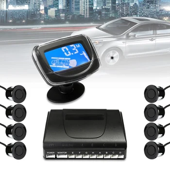 Belaidžio Parkavimo Jutiklis LCD Kit 8 Jutikliai Prieš ir Po Automobilio Atbulinės eigos garsinis signalas Auto Signalizacijos Sistemos