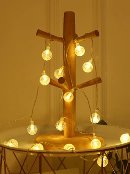 LED Kristalų Bubble Ball String Lempos Lemputė Šiltai Baltos spalvos Girlianda Pasakų Žibintai 3M 1M Christams Poilsio Namų Apdaila