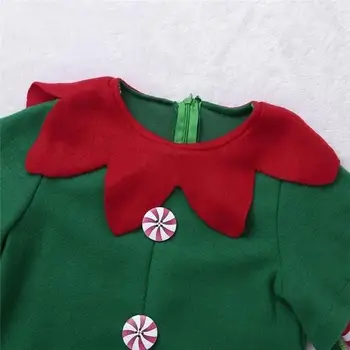 žalia Elf Mergina kalėdų Kostiumas Festivalis Santa Sąlyga Mergaitėms Naujųjų Metų Vaikų tėvų-vaikų apranga Fancy Dress Šalies Rinkinys