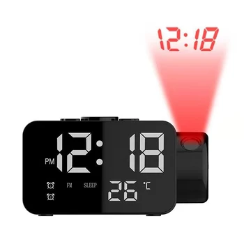 Skaitmeninis Laikrodis-Žadintuvas, Miegamojo, Projektorius, Laikrodis,USB Įkroviklis, Reguliuojamas Varpininkas,12/24H,Garsiai Dual Signalizacijos