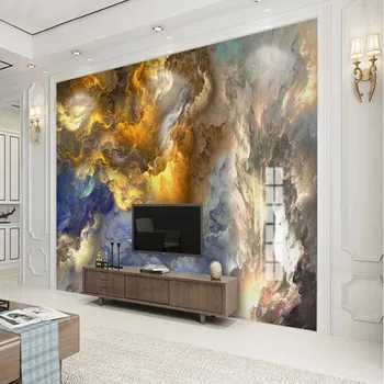 Milofi užsakymą didelės freskos tapetai, 3D šiuolaikinės anotacija spalvinga ugnies debesį, TV foną freskos