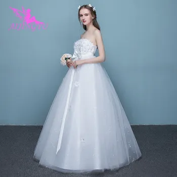 AIJINGYU 2021 grindų ilgis Pritaikyti naujiems karšto pardavimo pigūs kamuolys suknelė nėriniai atgal oficialų nuotakos suknelės, vestuvių suknelė FU288