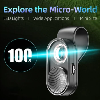 Mini Nešiojamas Išmanųjį telefoną Studija Vaizdo Nuotrauka, Mikroskopas 100X Didinimas Built-in LED Šviesos spausdintinių plokščių Tikrinimo