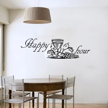ZOOYOO Happy Hour Vynuogių Vyno Stiklo Sienos Lipdukai Šiuolaikinės Mados Namų Dekoro 