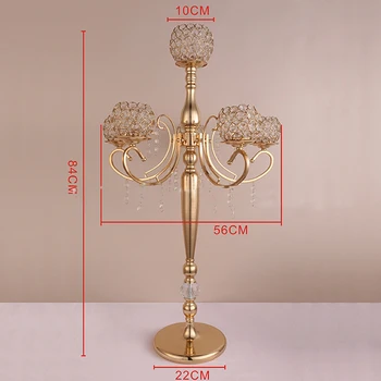 Aukso Vestuvių šviestuvai kristalų žvakių laikiklis stalo centerpieces vestuvių dekoravimas