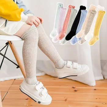 Mergaičių kojinės naujas vasaros viduryje ir mažų vaikų uodų įrodymas, kojinės, saldainiai spalvos stiklo vaikų kelio ilgis kojinės