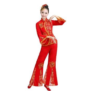 Tradicinio folkloro ir tautinių šokių drabužius nacionalinių šokių Kinijos ventiliatorius yongo senovės Kinų liaudies šokių drabužių DD1876