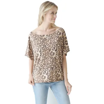 2021 m. pavasarį, Vasarą Moterys T Marškinėliai Topai Atsitiktinis Moteris Viršuje Leopard plunksnų spausdinti, O Kaklas Trumpas Rankovės Mados Ponios Tee marškinėliai