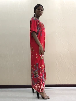 Afrikos Tradicinės Konstrukcijos Dashiki Skraiste Moterų Gėlių Medvilnės Ilgos Suknelės su skara