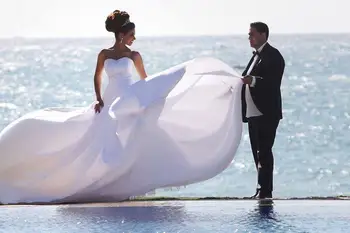 Elelgant Baltasis paplūdimys Vestuvių Suknelės 2021 Linijos, Aplikacijos, Nėrinių Duobute Romantišką Nuotakos Suknelė Vestidos De Novia Plius Dydžio Seksualus