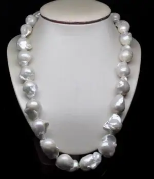 Kilmingos moterys dovanų Papuošalų Užsegimas Gamtos Kilnus milžiniško 13-15MM balta Barkentyna perlų vėrinį
