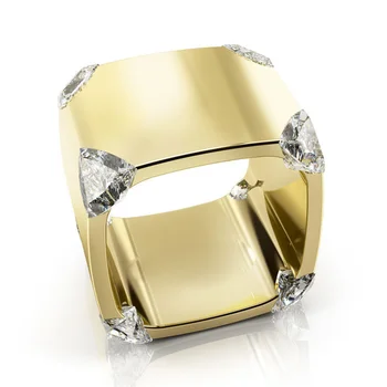 Prabanga Aikštėje lengvo Metalo Kampe Crystal Žiedą, kad Moterų Dalyvavimas Vestuves Žiedai, Papuošalai Dydis 6-13