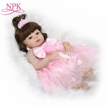 NPK Bonecas Atgimsta 22inch visą Silikono Vinilo Reborn Baby Lėlės 55cm Naujagimių Tikroviška Bebe Atgimsta Lėlės Mergaitės gimtadienio dovana