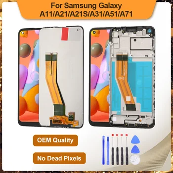OEM Samsung Galaxy A11 A21 A21S A31 A41 A51 A71 LCD Jutiklinis Ekranas Su Rėmo Surinkimas Nėra Negyvų Pikselių Jokie Šešėliai
